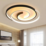 Black White Swirl Dimmable LED Flush Mount Ceiling Lamp Image - 1