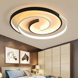 Black White Swirl Dimmable LED Flush Mount Ceiling Lamp Image - 3