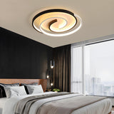 Black White Swirl Dimmable LED Flush Mount Ceiling Lamp Image - 6