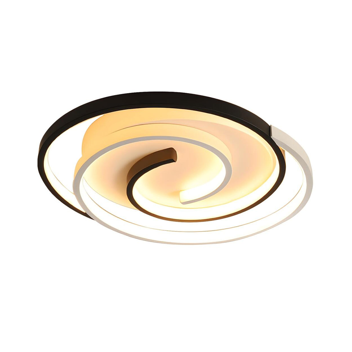 Black White Swirl Dimmable LED Flush Mount Ceiling Lamp Image - 7