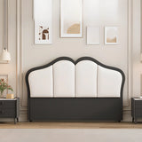 Black-White Tufted Upholstered Camelback Headboard Image - 1