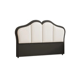 Black-White Tufted Upholstered Camelback Headboard Image - 10