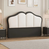 Black-White Tufted Upholstered Camelback Headboard Image - 3