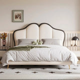 Black-White Tufted Upholstered Camelback Headboard Image - 8