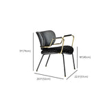 Black Wingback Leather Cushioned Metal Arm Dining Chair #size