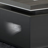 Black Wood Drawer Storage L-Shaped Executive Desk Image - 9