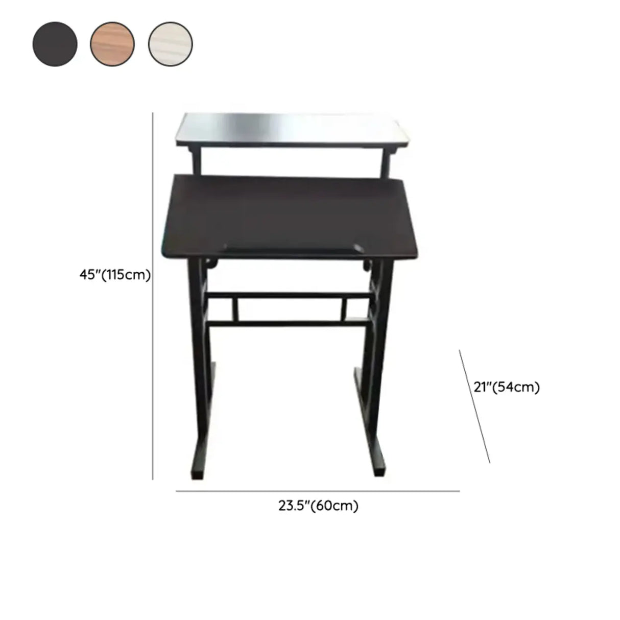 Black Wood Exterior Shelf Casters T-Shape Computer Desk 