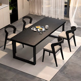 Black Wood Rectangle Dining Set with Padded Chairs Image - 3