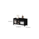 Black Wood Rectangle Display TV Stand with Cabinet Image - 10