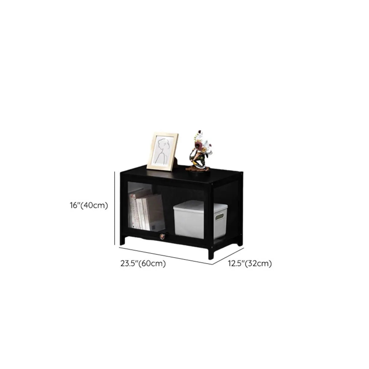 Black Wood Rectangle Display TV Stand with Cabinet 