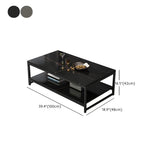 Black Wood Rectangle Shelf Iron Frame Coffee Table #size