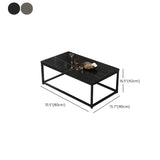 Black Wood Rectangle Shelf Iron Frame Coffee Table Image - 27