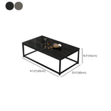 Black Wood Rectangle Shelf Iron Frame Coffee Table Image - 29