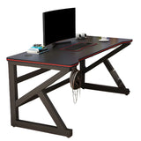 Black Wood Rectangular Metal Trestle Small Gaming Desk Image - 5