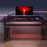 Black Wood Rectangular Sledge Standard Gaming Desk Image - 1