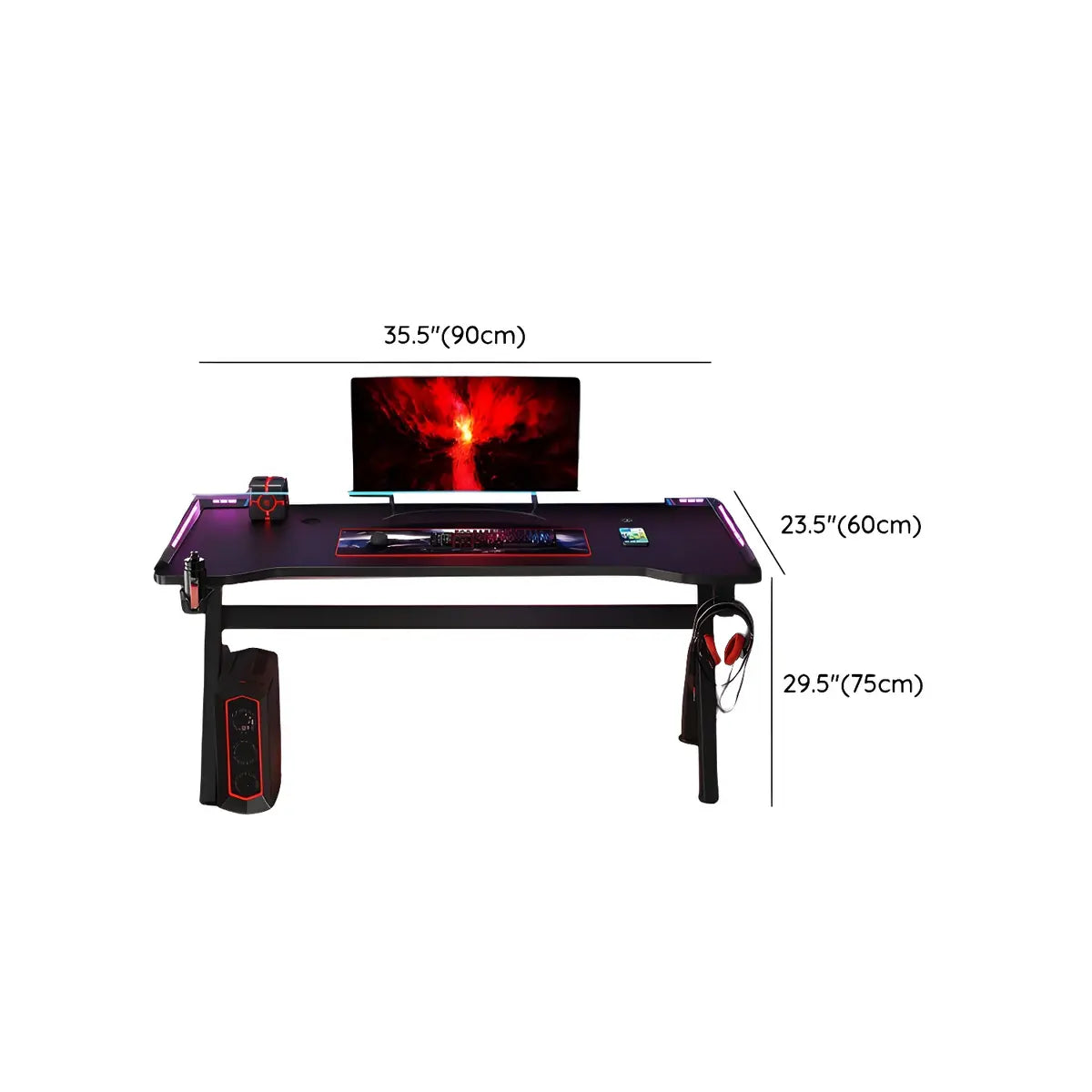 Black Wood Rectangular Sledge Standard Gaming Desk Image - 10