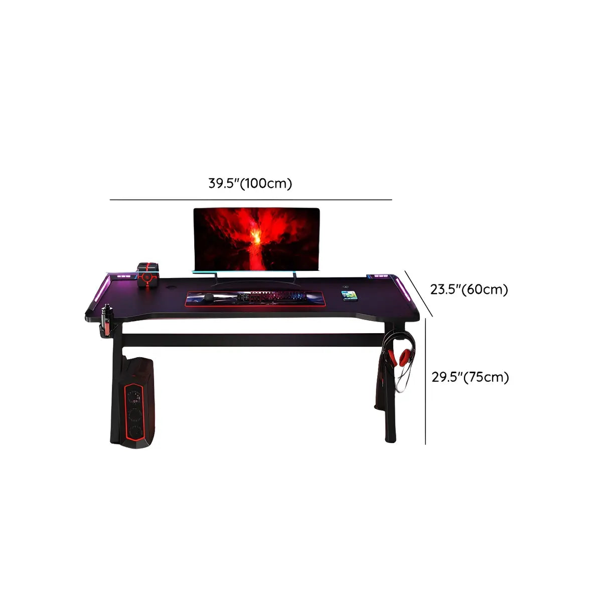 Black Wood Rectangular Sledge Standard Gaming Desk Image - 11