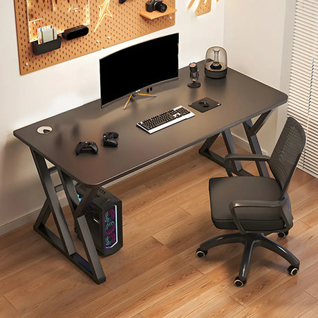 Black Wood Rectangular Standard Width Sled Gaming Desk Image - 1