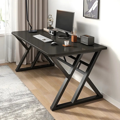 Black Wood Rectangular Standard Width Sled Gaming Desk Image - 2