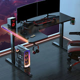 Black Wood T-Shape Base L-Shape Standard Gaming Desk Image - 11