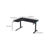 Black Wood T-Shape Base L-Shape Standard Gaming Desk #size