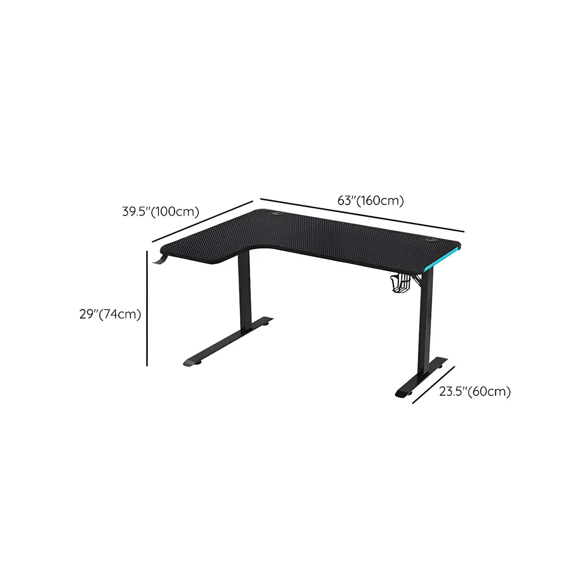 Black Wood T-Shape Base L-Shape Standard Gaming Desk Image - 13