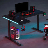 Black Wood T-Shape Base L-Shape Standard Gaming Desk Image - 4