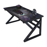 Black Wooden Rectangular Cable Trestle Gaming Desk Image - 10