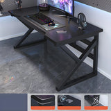 Black Wooden Rectangular Cable Trestle Gaming Desk Image - 11