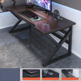 Black Wooden Rectangular Cable Trestle Gaming Desk Image - 3