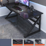 Black Wooden Rectangular Cable Trestle Gaming Desk Image - 7