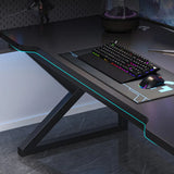 Black Wooden Rectangular Cable Trestle Gaming Desk Image - 8