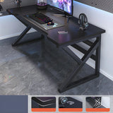 Black Wooden Rectangular Cable Trestle Gaming Desk Image - 9