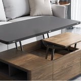 Black Wooden Rectangular Coffee Table with Lift Top Image - 8