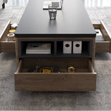 Black Wooden Rectangular Coffee Table with Lift Top Image - 9