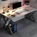 Black Wooden Rectangular Steel Sled Computer Desk Image - 11