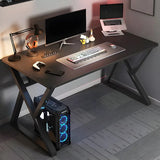 Black Wooden Rectangular Steel Sled Computer Desk Image - 13