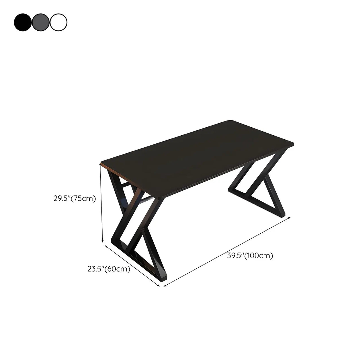 Black Wooden Rectangular Steel Sled Computer Desk 