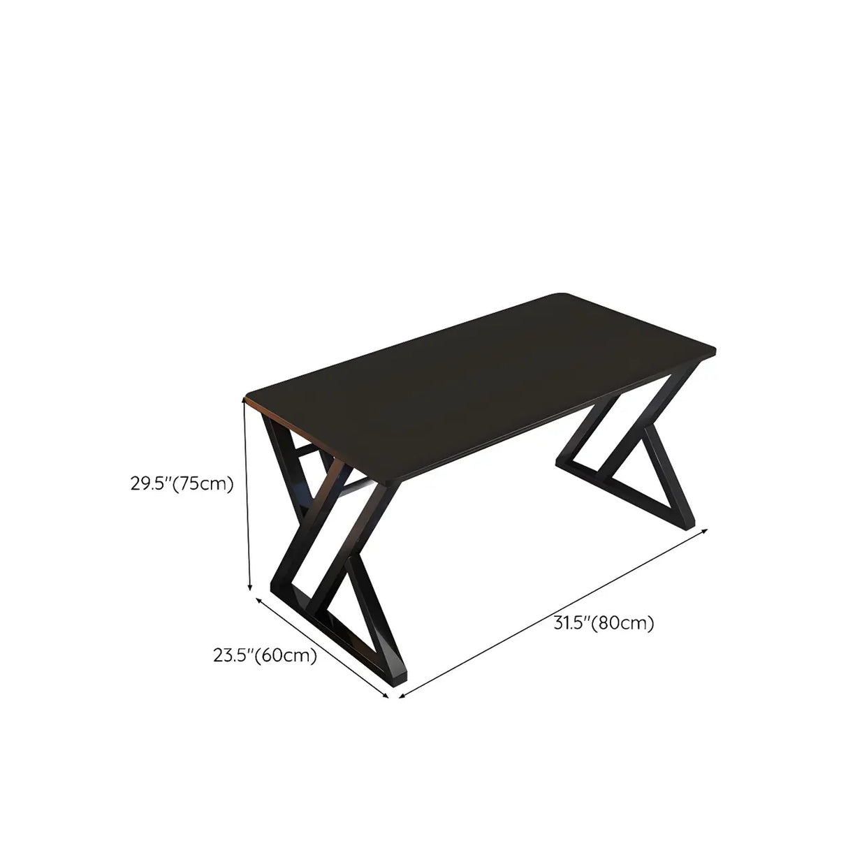 Black Wooden Rectangular Steel Sled Computer Desk Image - 17