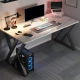 Black Wooden Rectangular Steel Sled Computer Desk Image - 3