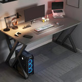 Black Wooden Rectangular Steel Sled Computer Desk Image - 4