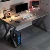 Black Wooden Rectangular Steel Sled Computer Desk Image - 6