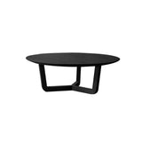 Black Wooden Round Coffee Table with Abstract Base Image - 5