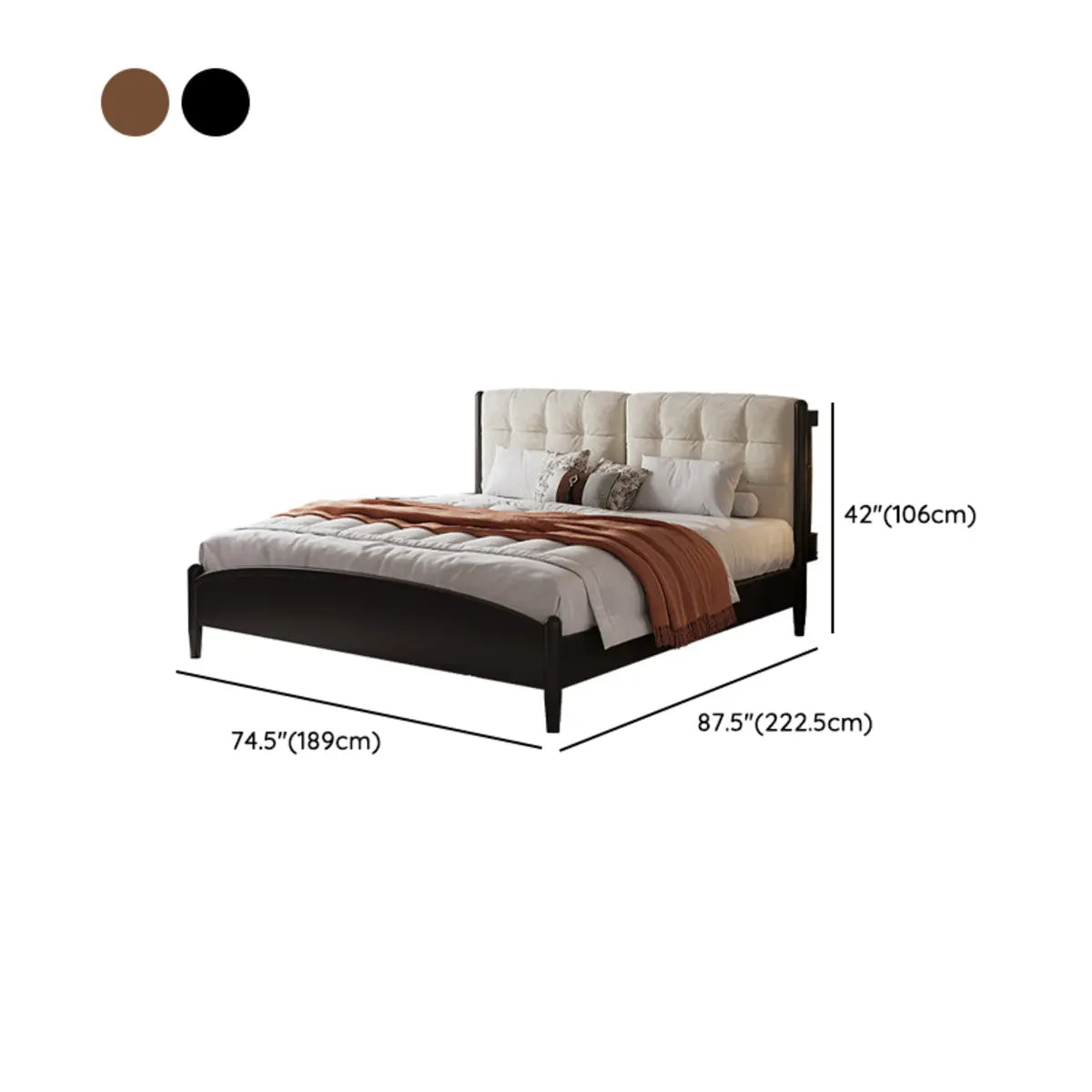 Black Wooden Upholstered Kids Bed with Footboard Image - 14