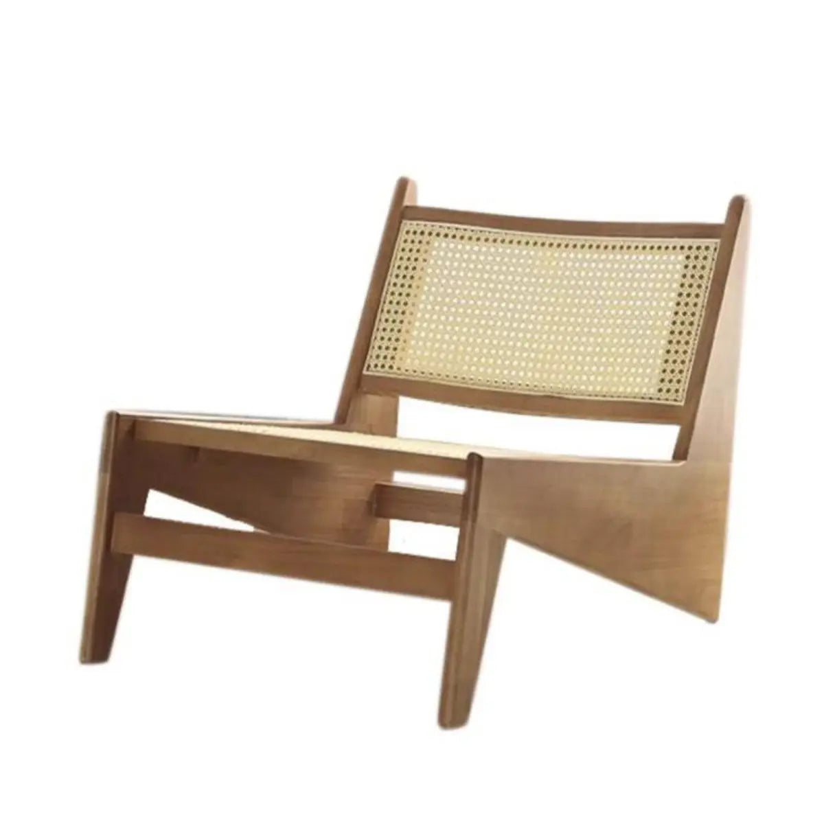 Black Woven Back Wooden Frame Armless Lounge Chair Image - 5