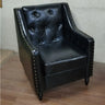 Blackish Green Oiled Leather Flared Arm Lounge Chair Image - 12