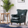 Blackish Green Oiled Leather Flared Arm Lounge Chair Image - 16