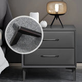 Blue 2 Tiers Storage Square Leather Nightstand with Legs