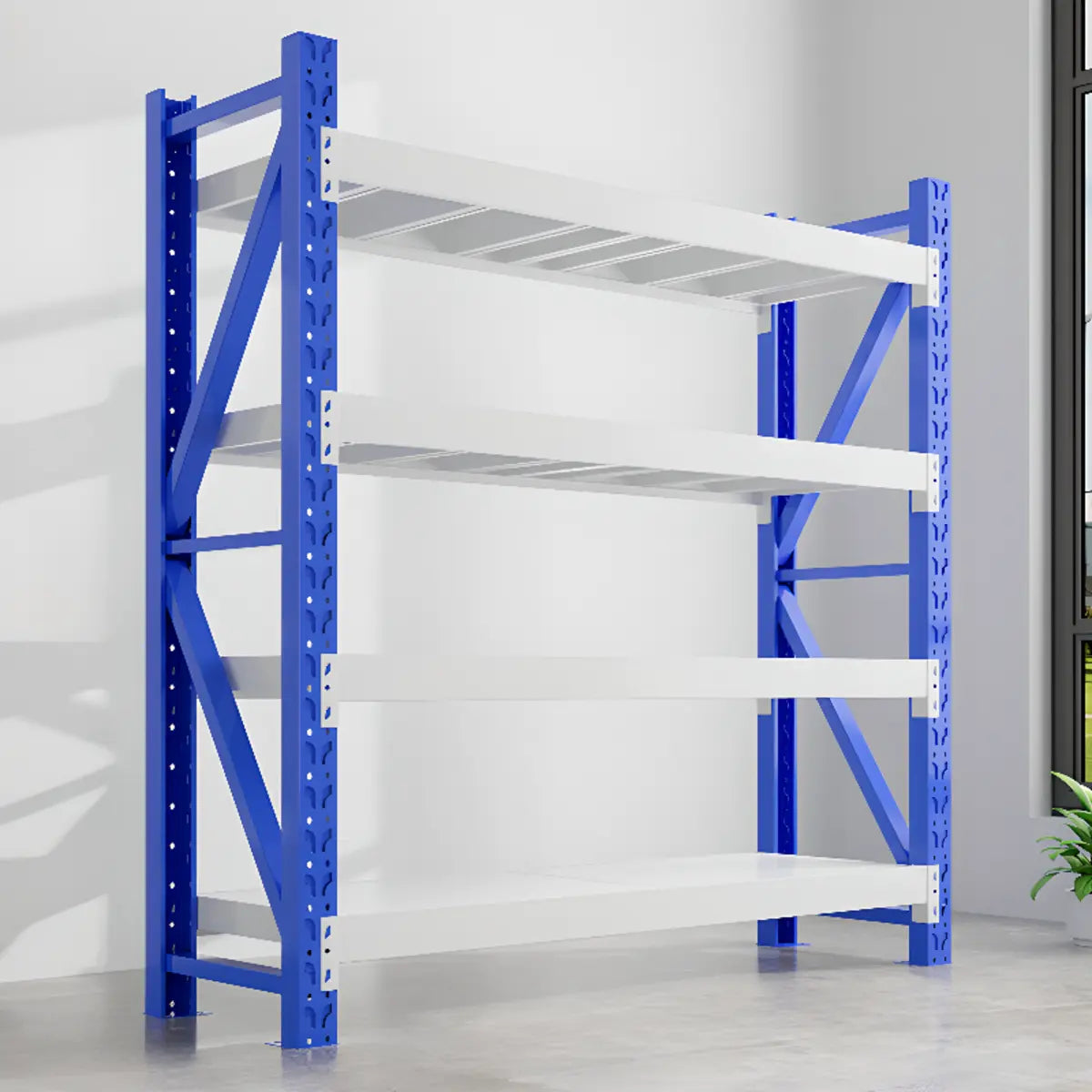 Blue 4-Tier Heavy-Duty Adjustable Shelving Garage Storage Image - 11