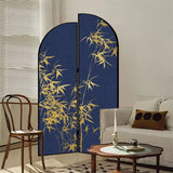 Blue Arch Bamboo Pattern Double Sided Print Room Divider Image - 5